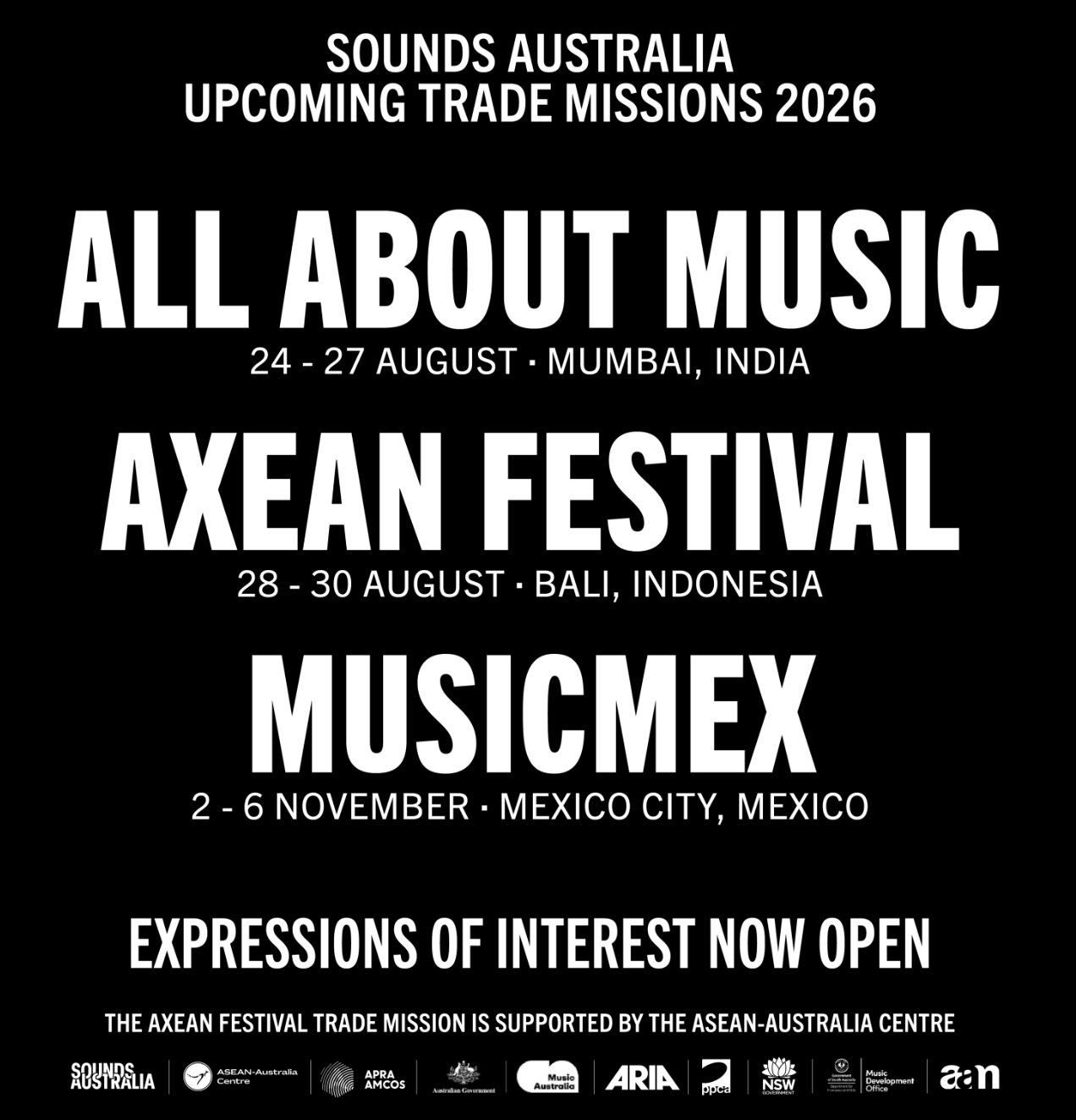 SOUNDS AUSTRALIA ANNOUNCE TRADE MISSIONS